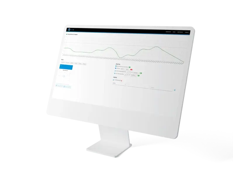 a computer monitor with a graph on the screen